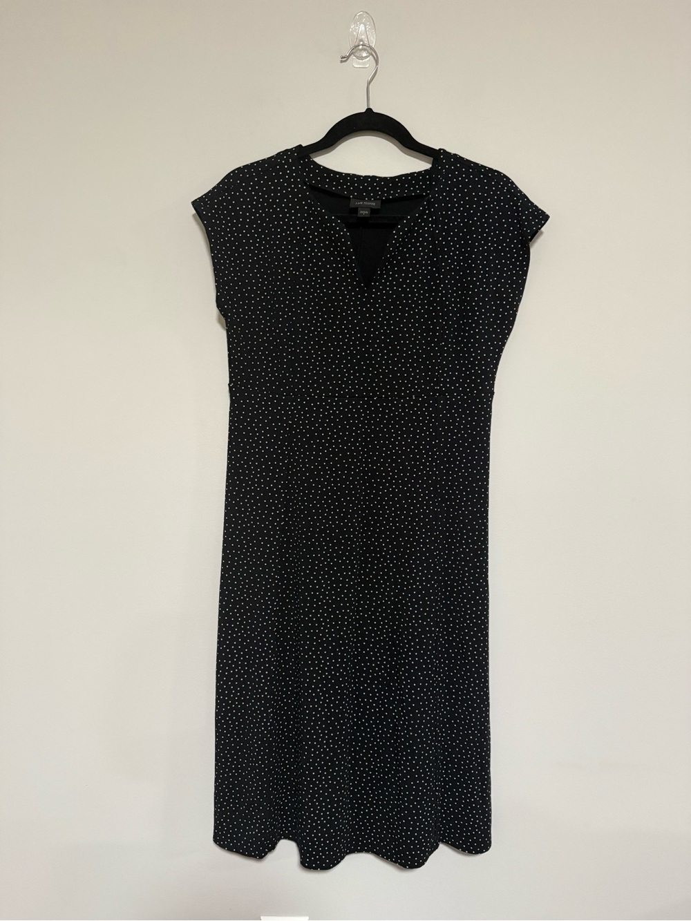 J. Jill Wearever Black Polka Dot Cap Sleeve Dress Size Small Travel Stretch